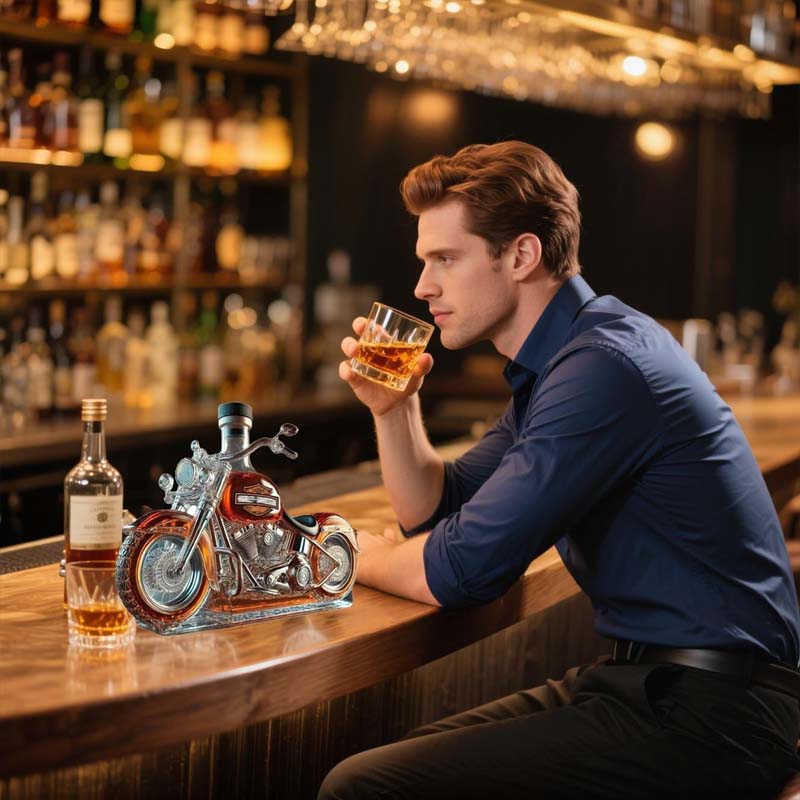 Harley Motorcycle Shaped Whiskey Decanter for Home Bar