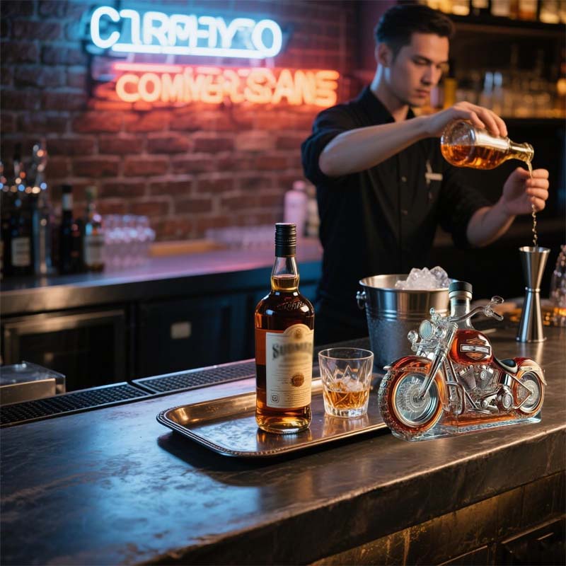 Harley Motorcycle Shaped Whiskey Decanter for Home Bar