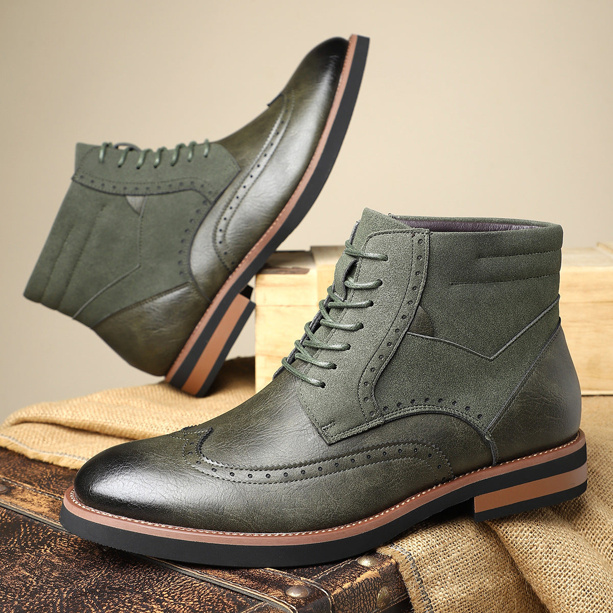 Image of Hector | Men's Wingtip Lace-Up Ankle Boots
