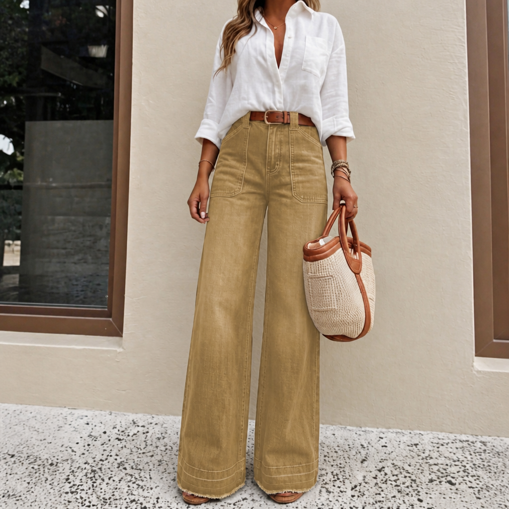 High-Rise Stretch Wide-Leg Denim Jeans