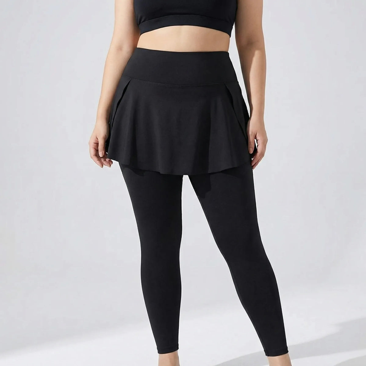 High-Waisted Skirt-Overlay Leggings