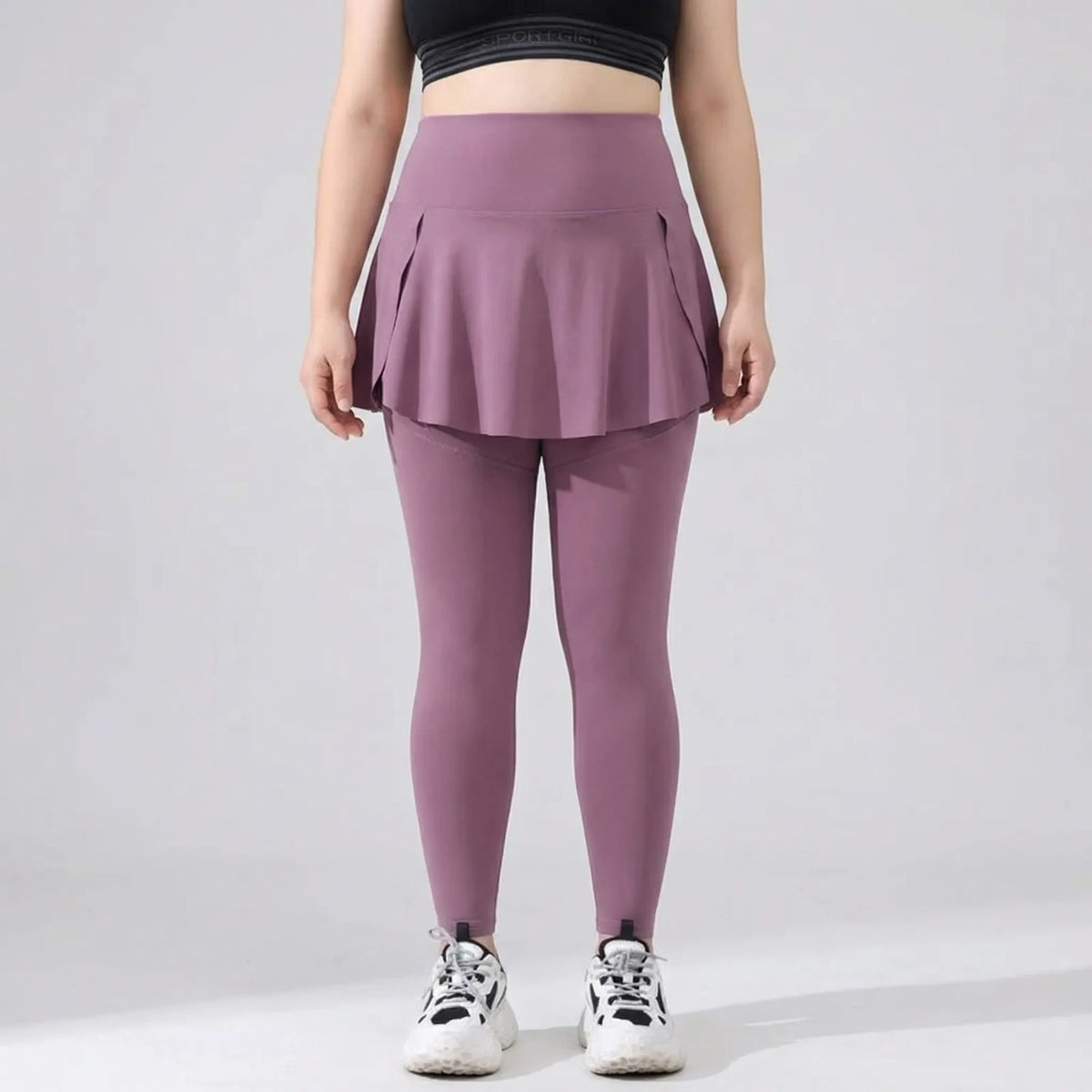 High-Waisted Skirt-Overlay Leggings