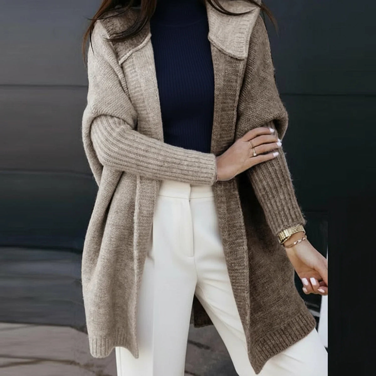 Hooded Knit Cardigan for Women AI replaced image