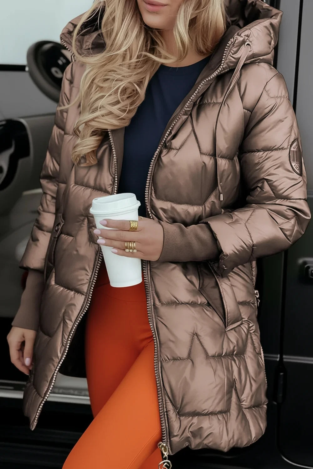 Hooded Quilted Jacket for Women AI replaced image