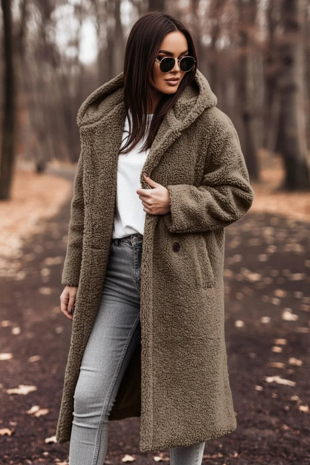 Hooded Teddy Coat for Women AI replaced image