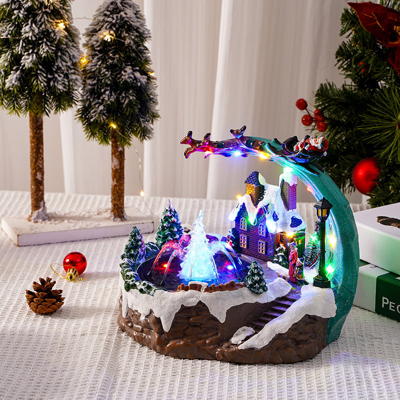 Illuminated Christmas Village Decoration with Moving Figures