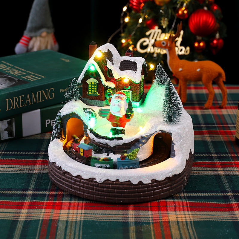 Illuminated Christmas Village Decoration with Moving Figures