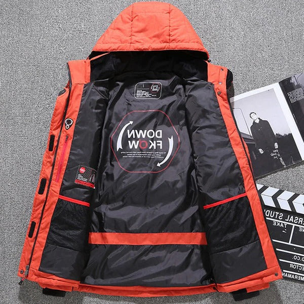 Insulated Duck Down Winter Zip Jacket with Removable Hood