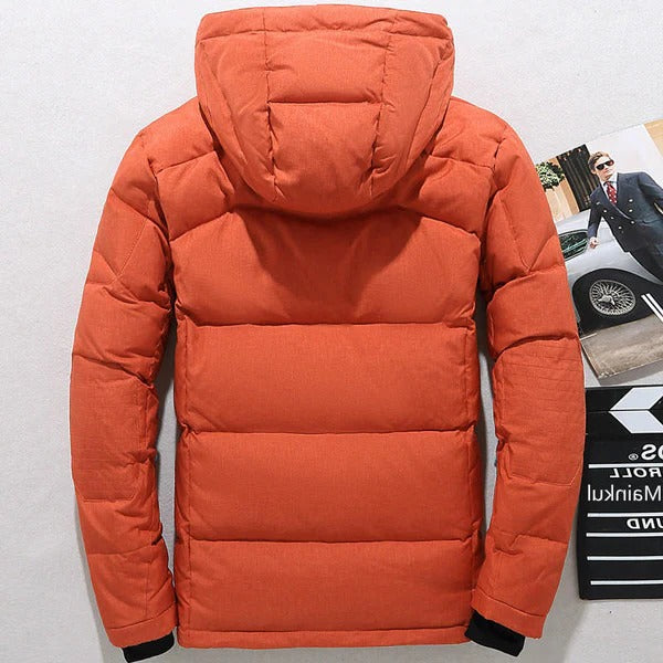 Insulated Duck Down Winter Zip Jacket with Removable Hood