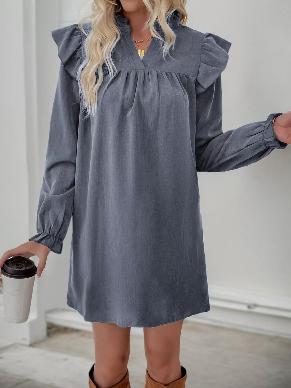 Image of Jillian | Women's Long Sleeve Ruffle Mini Dress