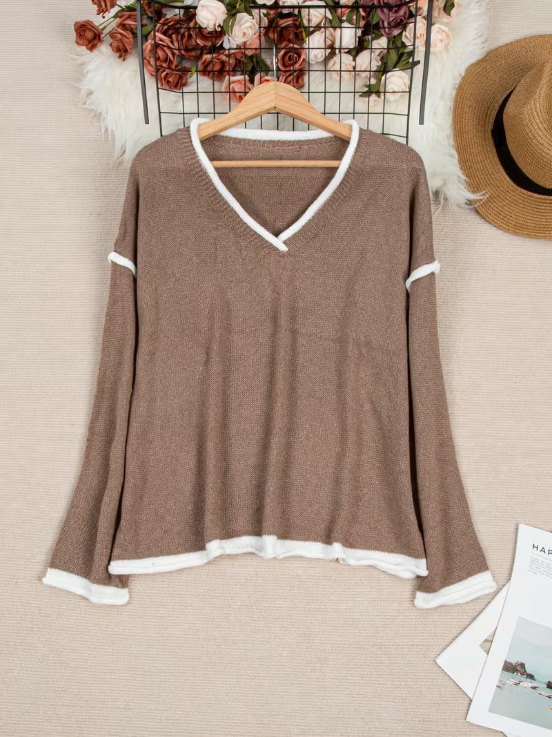 Image of Kara | Women's Oversized V-Neck Sweater