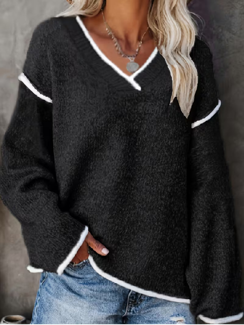 Image of Kara | Women's Oversized V-Neck Sweater