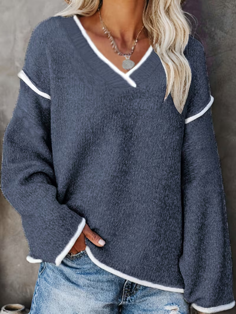 Image of Kara | Women's Oversized V-Neck Sweater