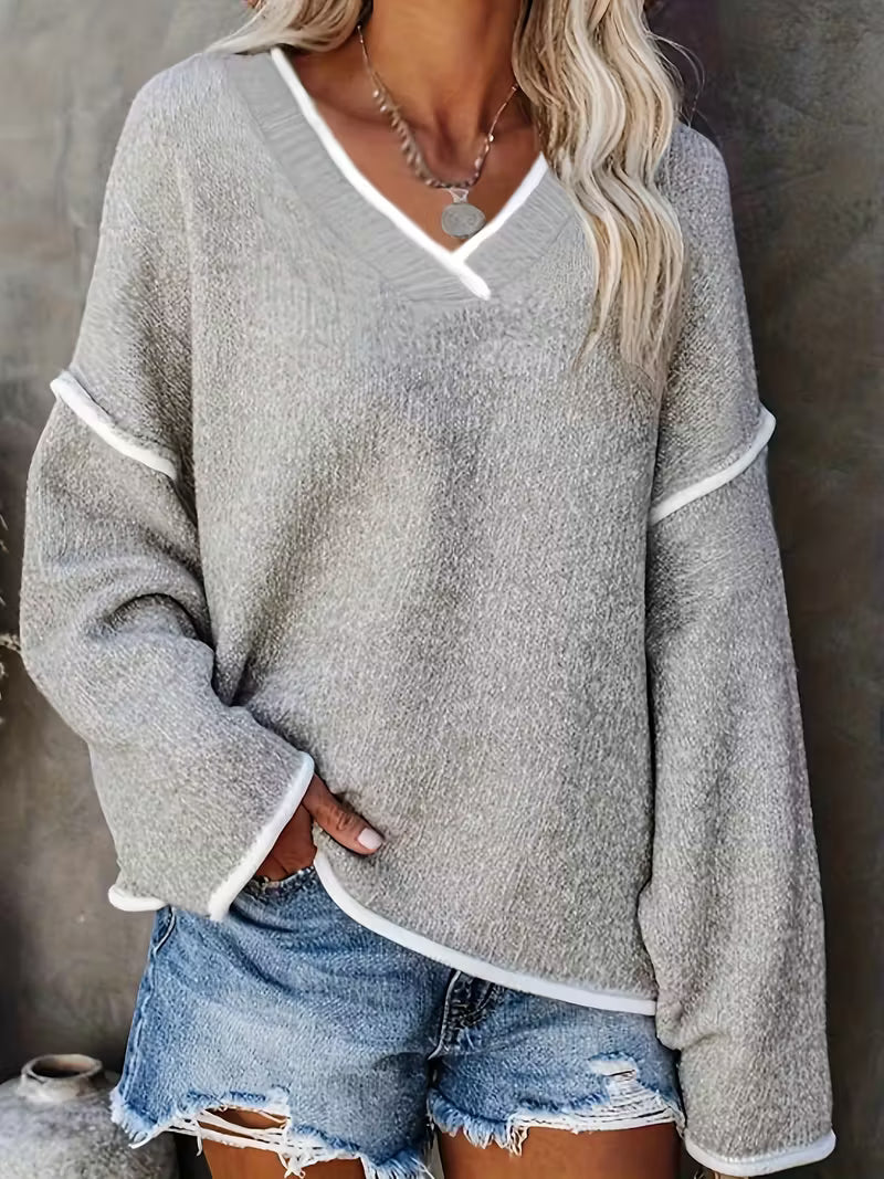 Image of Kara | Women's Oversized V-Neck Sweater