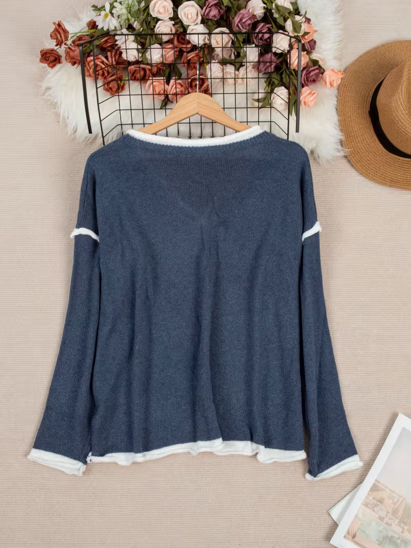 Image of Kara | Women's Oversized V-Neck Sweater