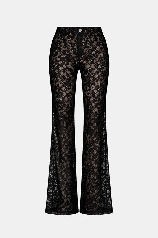 Image of Karen | Women's High-Waisted Lace Flare Pants