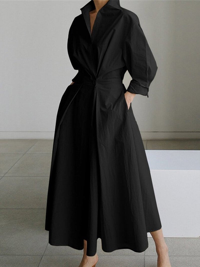 Image of Kate | Women's V-Neck A-Line Midi Dress