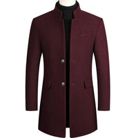 Kieran | Men's Mandarin Collar Mid-Length Overcoat