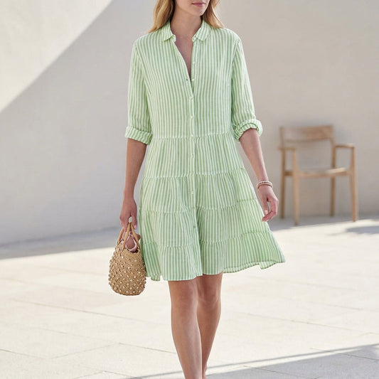 Image of Kylie | Women's Button-Down Shirt Tiered Mini Dress