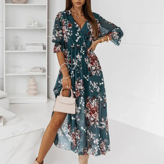Image of Kylie | Women's V-Neck Wrap Midi Dress