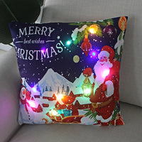 LED Christmas Cushion Cover with Light-Up Holiday Print and Soft Fabric