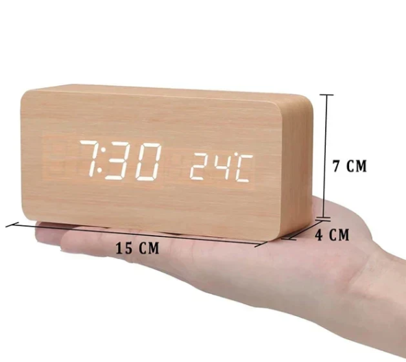 LED Wooden Clock - Voice-Controlled and Stylish for Any Room