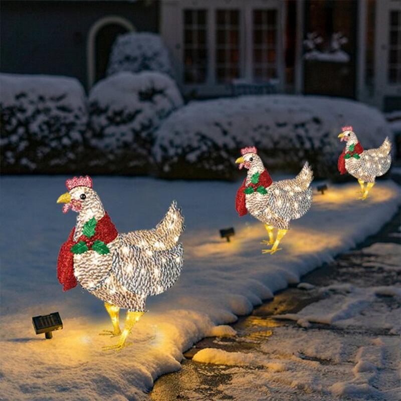 Light-Up Chicken with Scarf Christmas Decoration