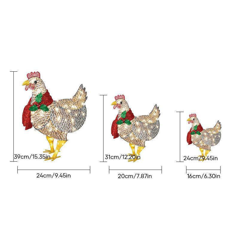 Light-Up Chicken with Scarf Christmas Decoration