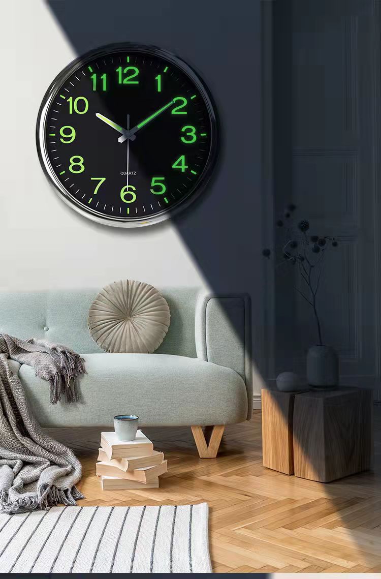 LightSilence - Silent Classroom Wall Clock with LED Lighting 12 inch
