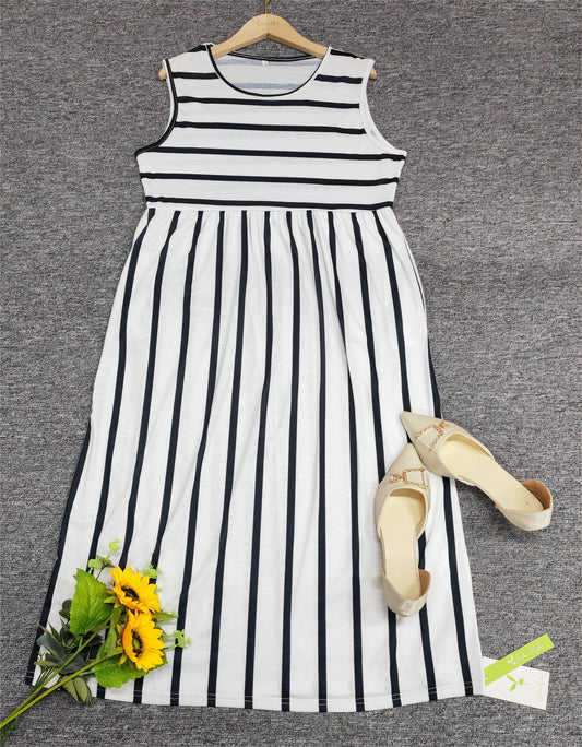 Image of Linda | Women's Sleeveless A-Line Midi Dress
