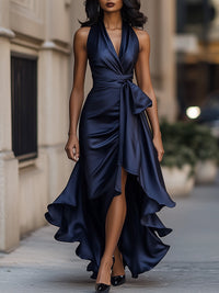 Lisa | Women's V-Neck Sleeveless Wrap Midi Dress