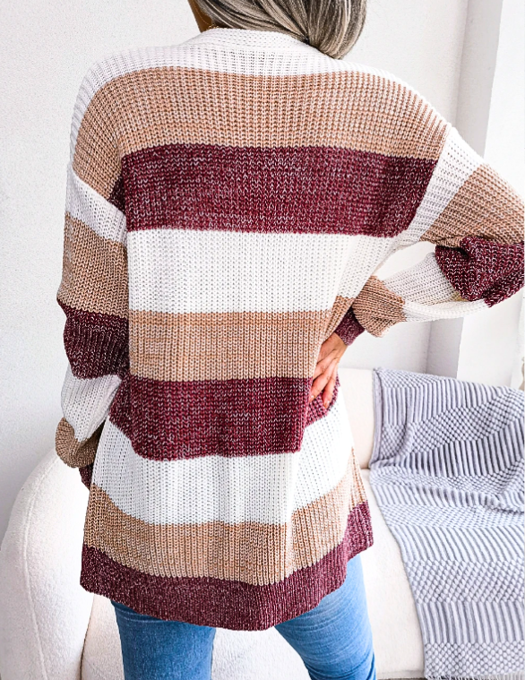 Image of Loretta | Women's Striped Open Front Cardigan