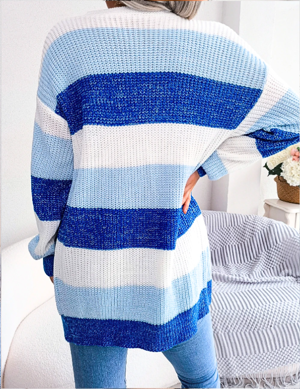 Image of Loretta | Women's Striped Open Front Cardigan