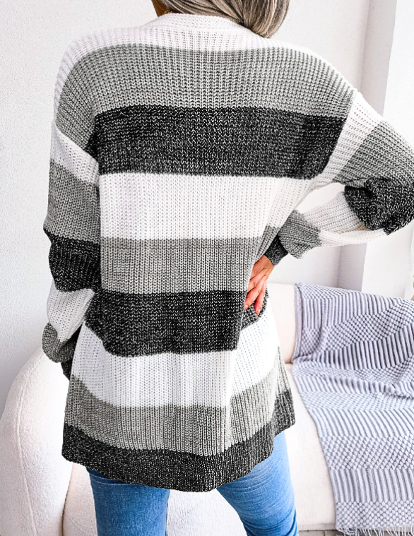 Image of Loretta | Women's Striped Open Front Cardigan