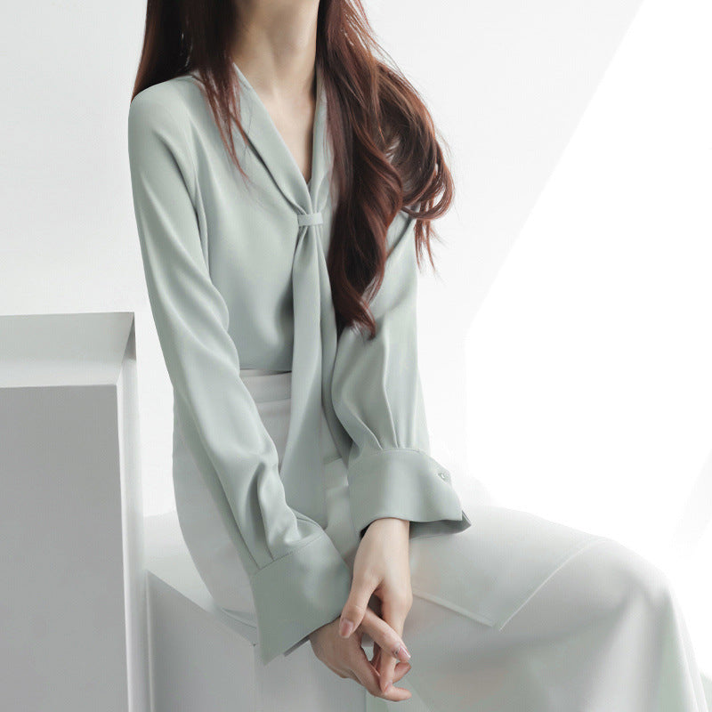 Image of Lucia | Women's Tie Neck Long Sleeve Blouse
