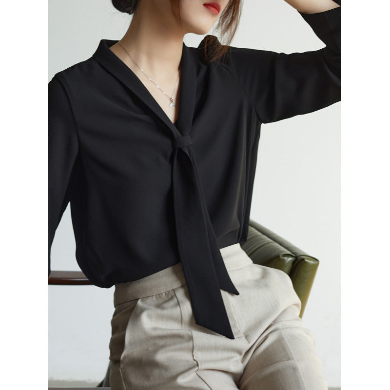 Image of Lucia | Women's Tie Neck Long Sleeve Blouse