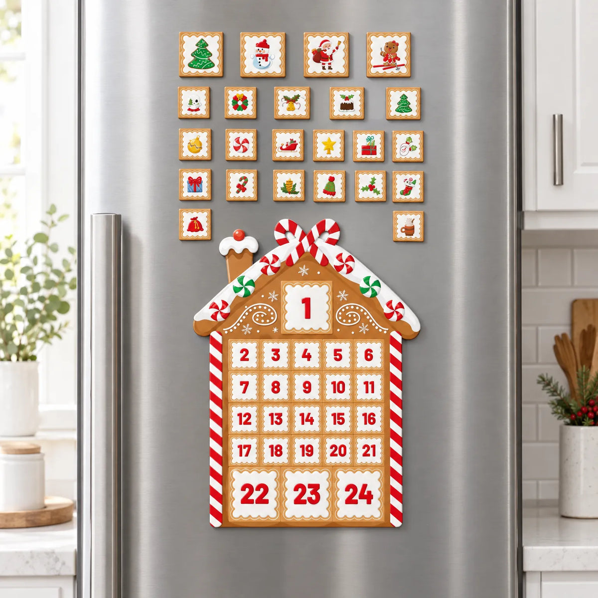 Magnetic Gingerbread House Advent Calendar – Fridge Advent Calendar with 24 Christmas Magnets