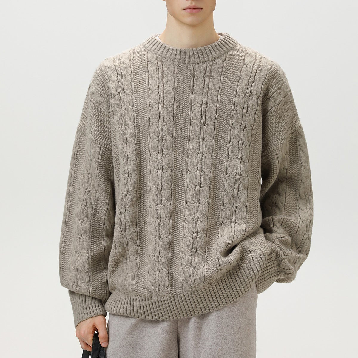 Image of Marc | Men's Cable Knit Crew Neck Sweater