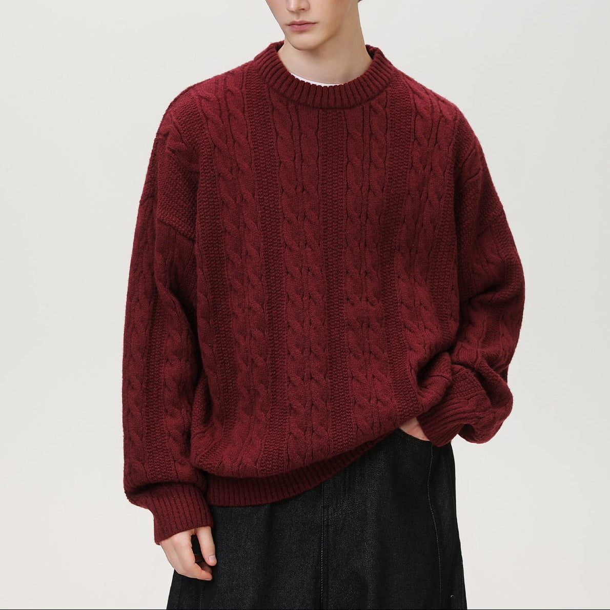 Image of Marc | Men's Cable Knit Crew Neck Sweater