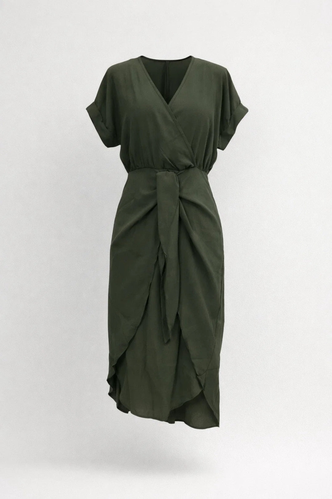 Image of Marina | Women's V-Neck Wrap Midi Dress