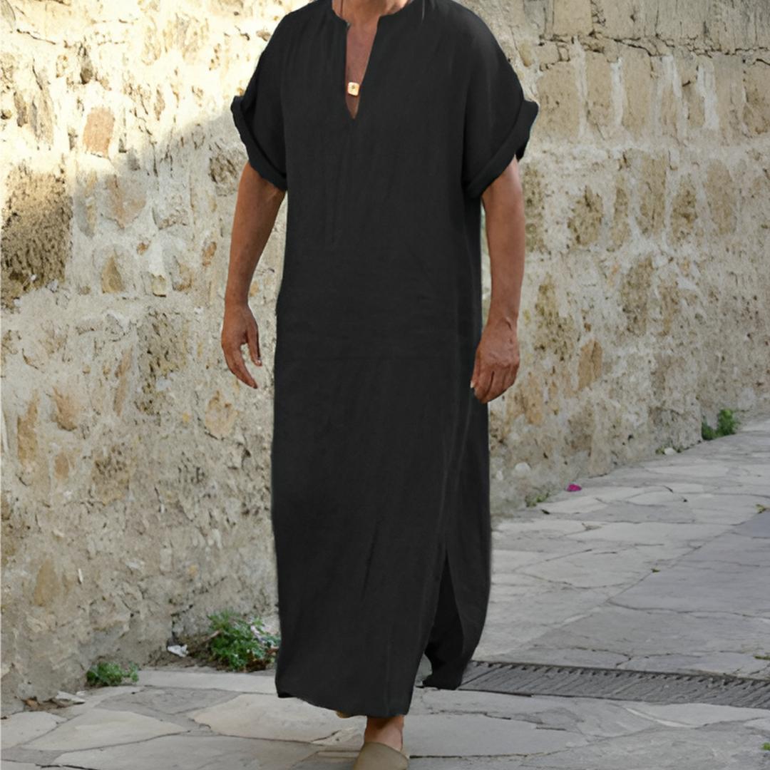 Image of Max | Men's V-Neck Side Slit Long Shirt