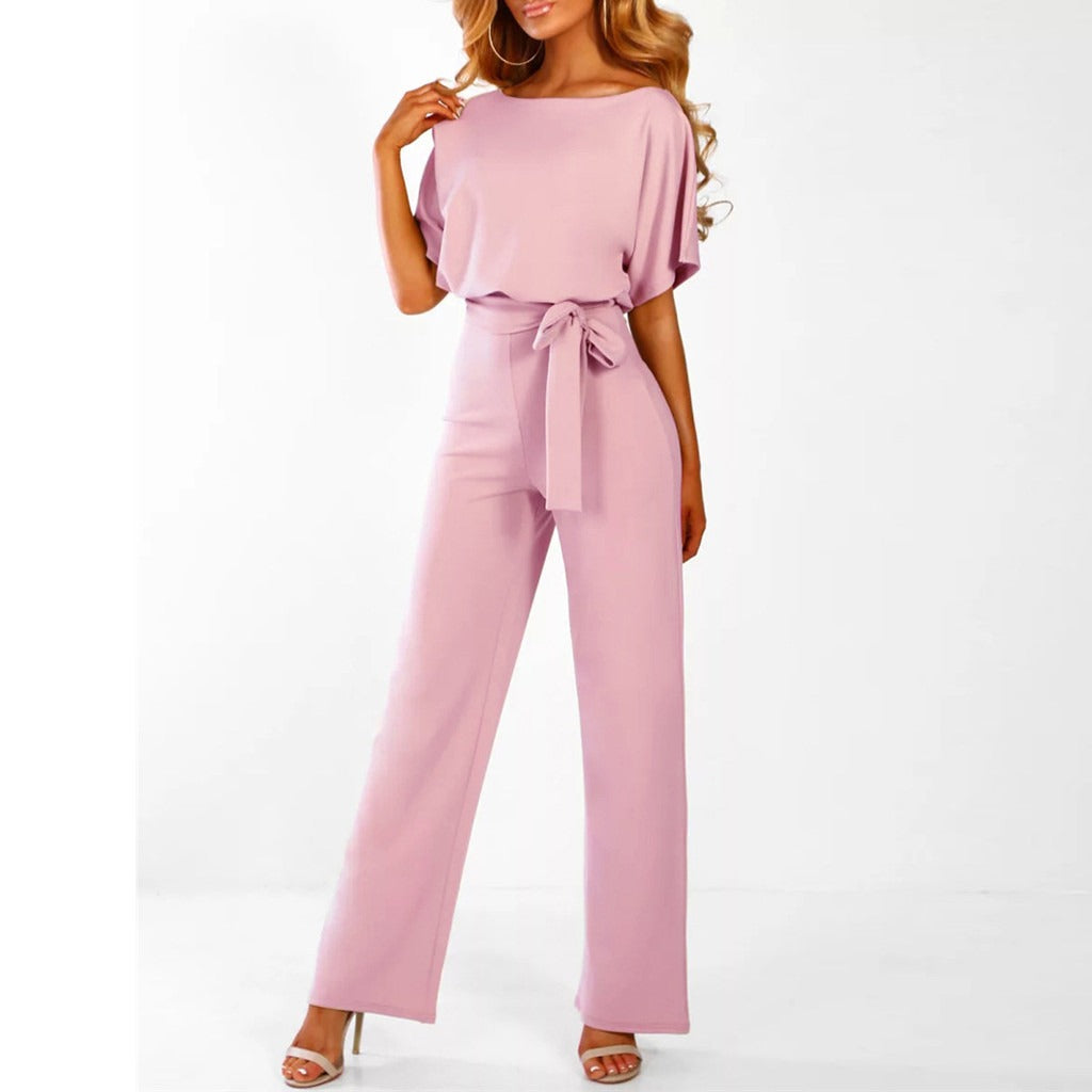 Image of Mckenzie | Women's Wide Leg Belted Jumpsuit