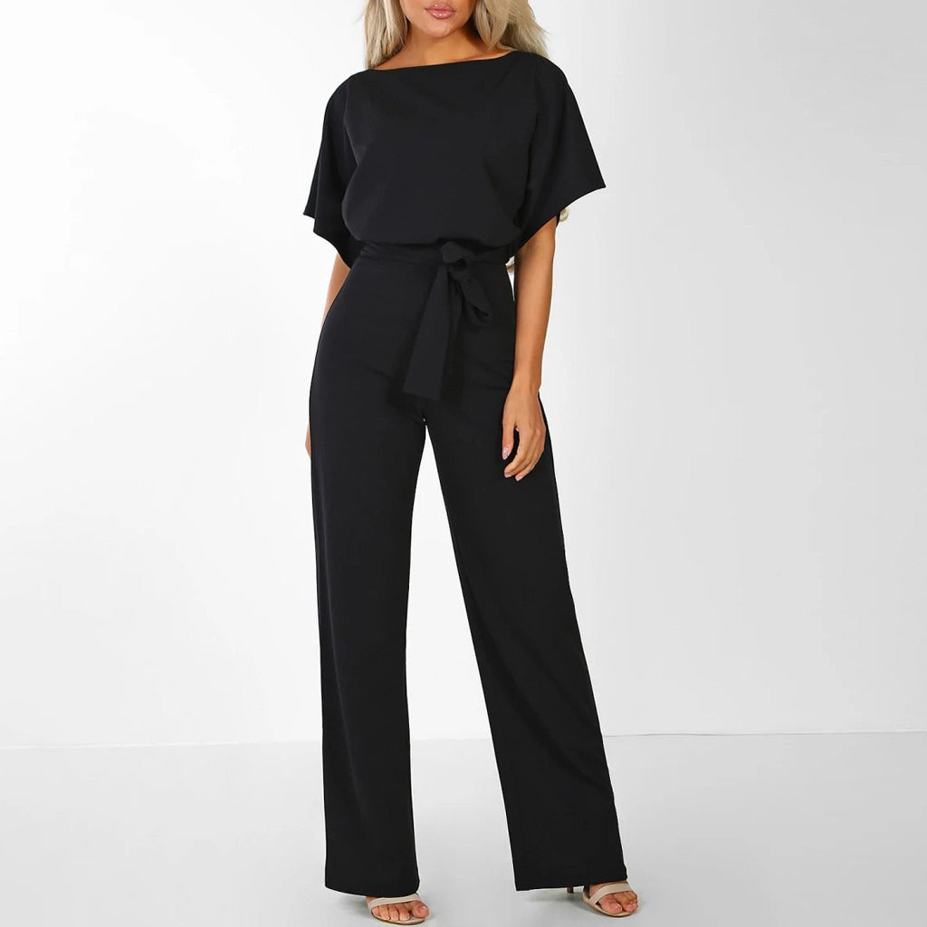Image of Mckenzie | Women's Wide Leg Belted Jumpsuit