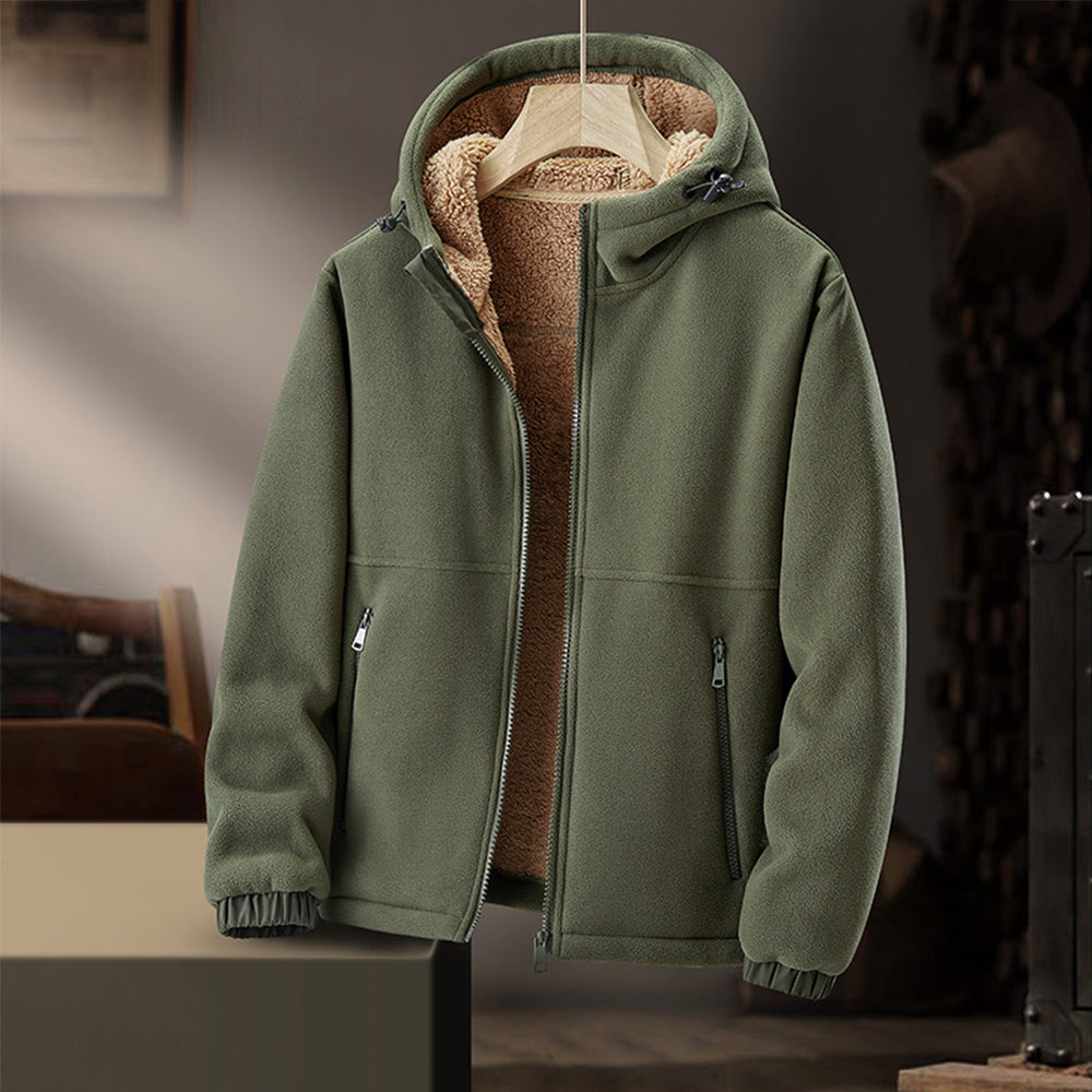 Men's Casual Winter Zip-Up Hooded Jacket with Pockets