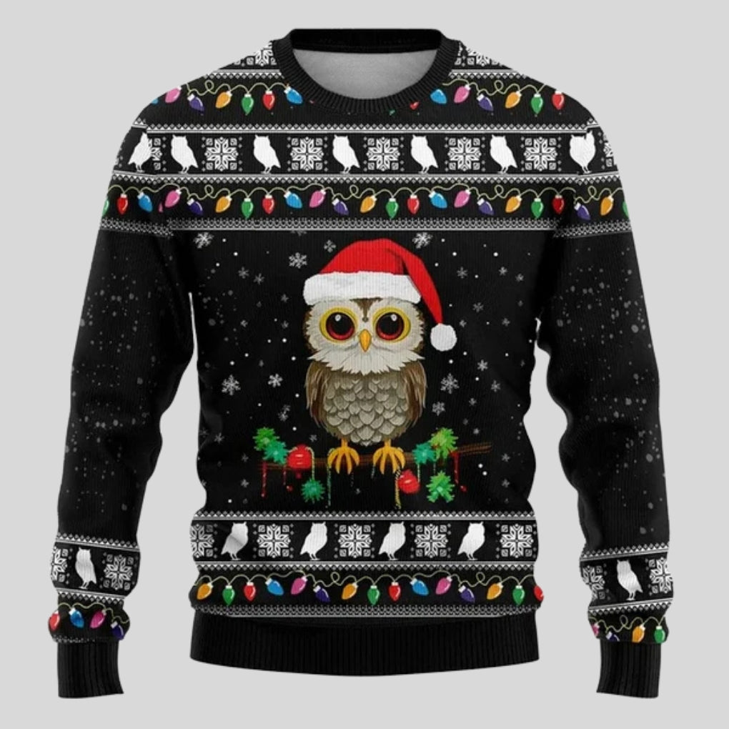Men's Christmas Sweatshirt with Snowflake, Christmas Tree & Light Print – Relaxed Fit, Crew Neck & Long Sleeves