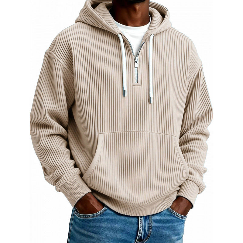 Men's Comfortable Half-Zip Hoodie with Pockets