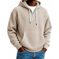 Men's Comfortable Half-Zip Hoodie with Pockets