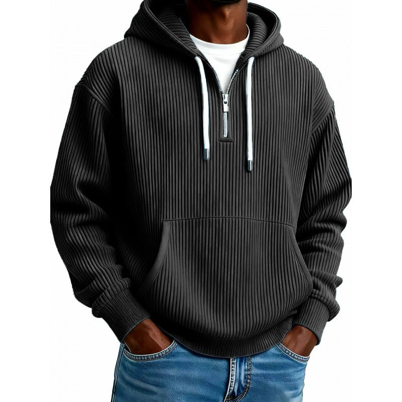 Men's Comfortable Half-Zip Hoodie with Pockets