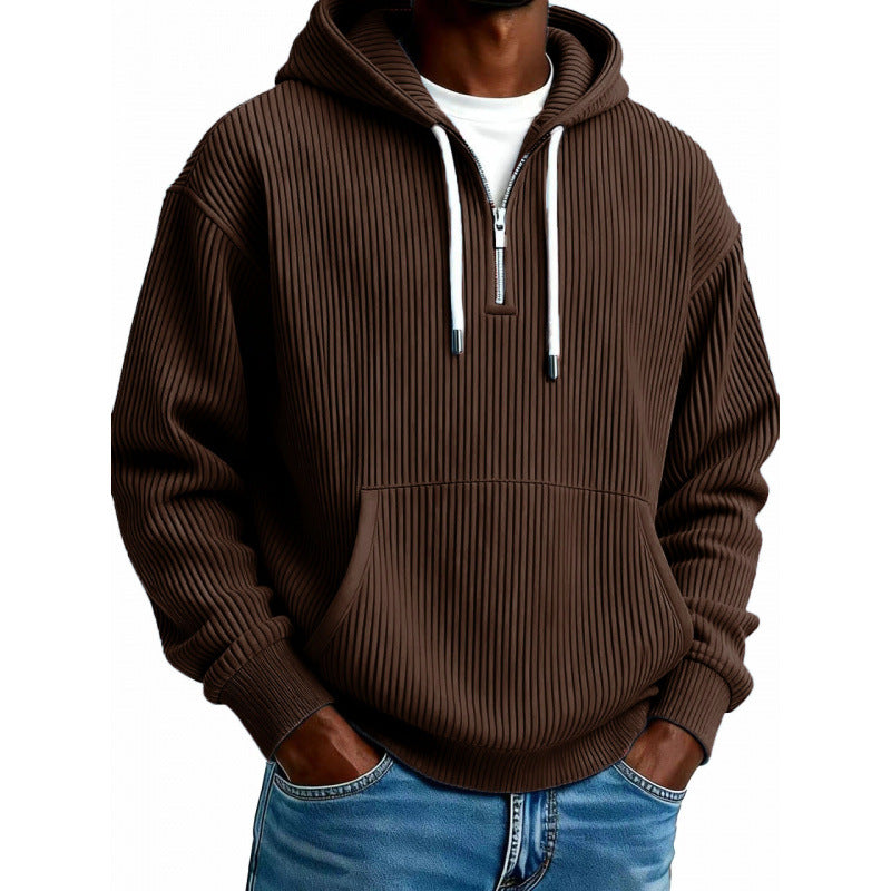 Men's Comfortable Half-Zip Hoodie with Pockets