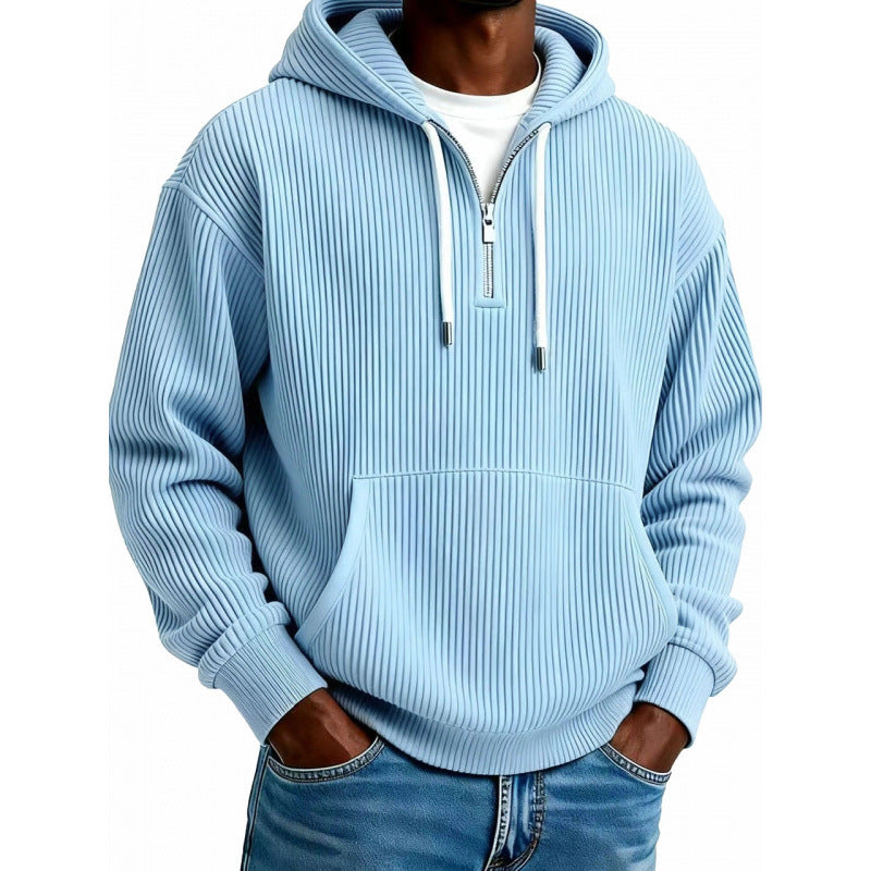 Men's Comfortable Half-Zip Hoodie with Pockets